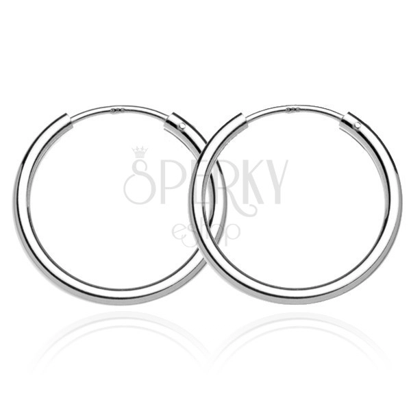 Silver earrings 925 - smooth shiny circles, 22 mm