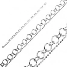 Bracelet made of 925 silver - double chainlet with balls and circles