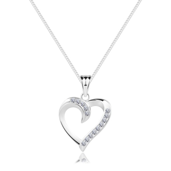 Necklace made of silver 925 - twisted silhouette of heart with zircons