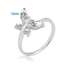 Ring made of 925 silver - zircon butterfly with antennae