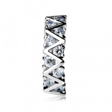 Silver ring 925 - ZIGZAG line with clear zircons