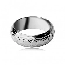 Silver ring, 925 - engraved braided eyelets