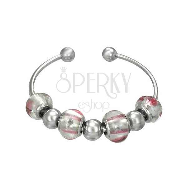 Bracelet for wrist made of surgical steel, glass and steel beads
