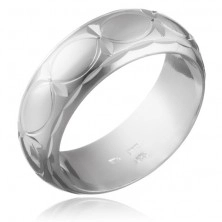 Wedding ring made of 925 silver - grainy contours and rays