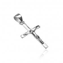 Silver pendant 925 - shiny Latin cross with Jesus Christ