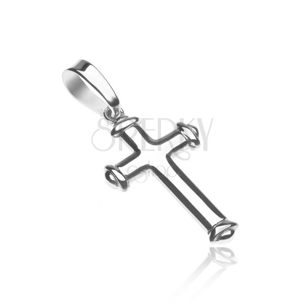 Silver pendant 925 - cross with hoop on tips