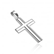 Pendant made of 925 silver - two glistening crosses, one on other