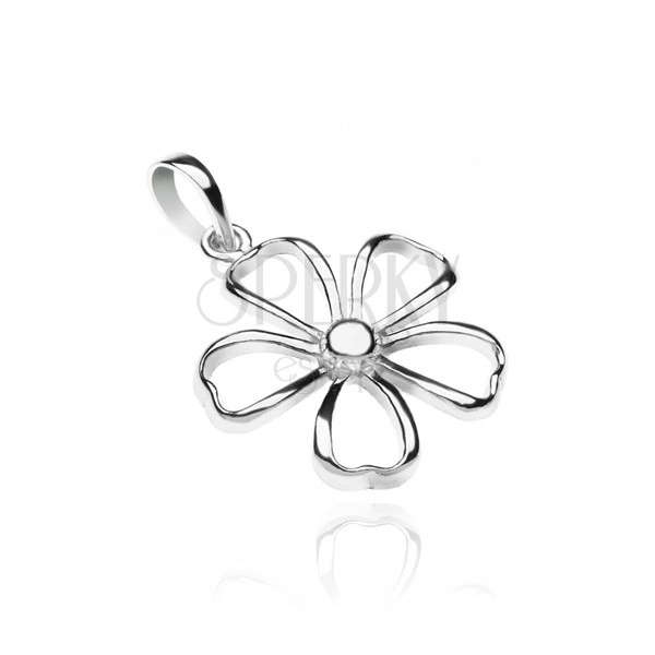 Pendant made of 925 silver - shiny contour of flower