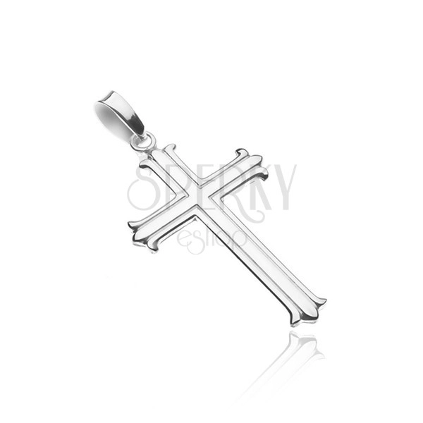 Silver pendant 925 - cross with cuts and branched tips