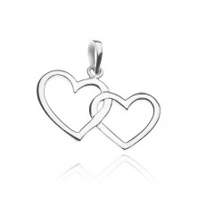 Silver pendant 925 - silhouette of two braided hearts