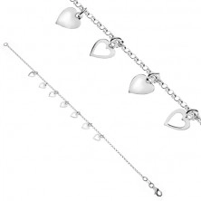 Silver bracelet 925 - chain with seven hearts