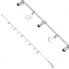 Silver chain bracelet 925 - stars and moon