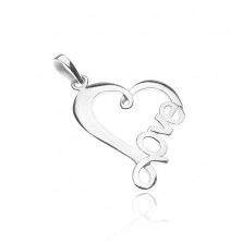 Pendant made of 925 silver - heart line with inscription LOVE