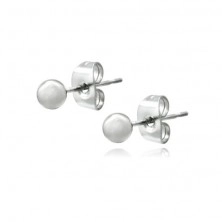 Silver stud earrings - smooth ball, 3 mm