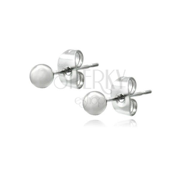 Silver stud earrings - smooth ball, 3 mm