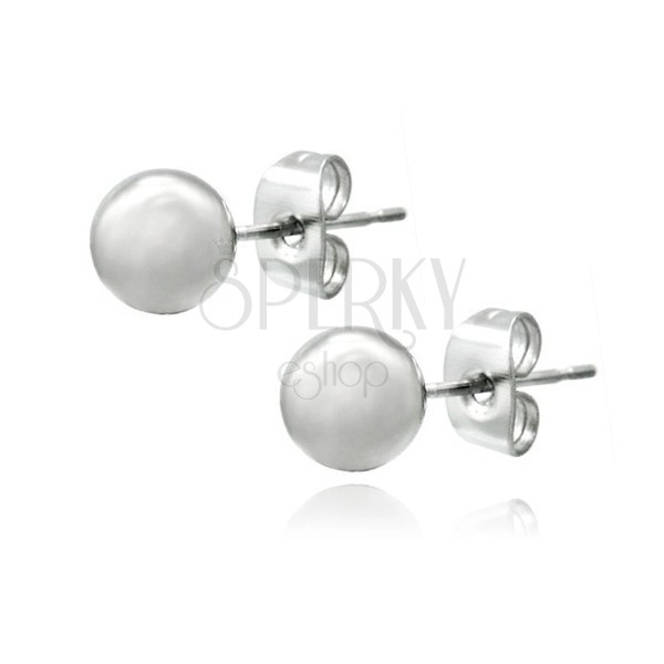 Silver earrings - smooth, shiny little ball, 6 mm