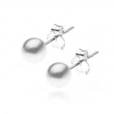 Earrings made of 925 silver - matt little ball on stud, 5 mm