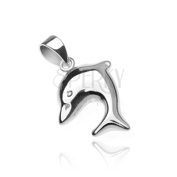 Silver pendant - shiny jumping dolphin