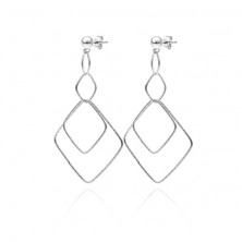 Earrings made of 925 silver - rounded hanging squares, removable closure