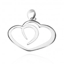 Pendant made of 925 silver - contour of two hearts