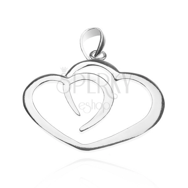 Pendant made of 925 silver - contour of two hearts