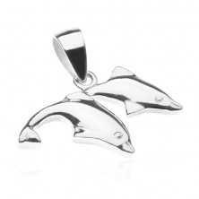 Silver pendant - two jumping dolphins