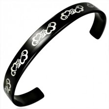 Black cuff surgical steel bracelet with hearts