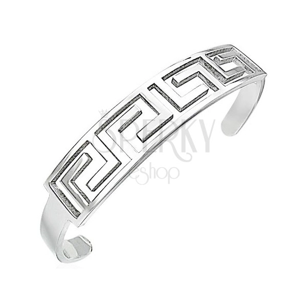 Surgical steel cuff bracelet with Greek key