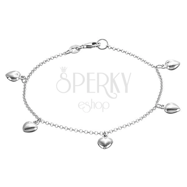 Bracelet made of 925 silver - chain with puffy hearts, lobster closure