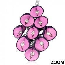 Earrings FIMO - pink anthurium flower with zircons in cluster
