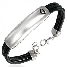 Leatherette bracelet with tag in silver colour, letter G