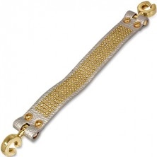 Leather bracelet - silvery with golden balls and circular closure