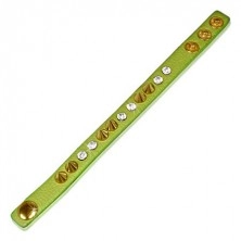 Bracelet made of leather - green stripe with rhinestones and points