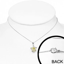 Metallic necklace - fine chain, 3D line of star with yellow zircon