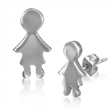 Smooth stud earrings made of steel in form of little boy