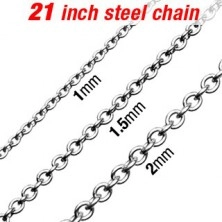 Surgical steel chain, silver colour, oval links