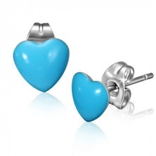Steel earrings with blue hearts and studs