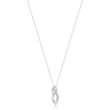 Silver necklace - twisted eight with sparkling zircons