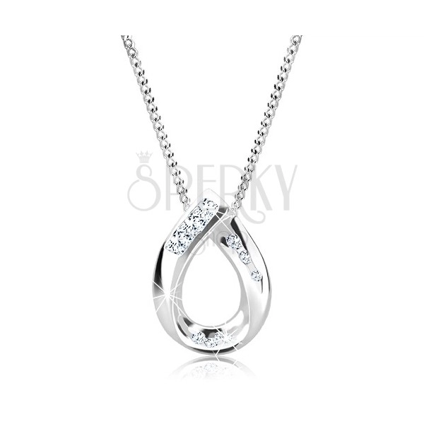 Silver chain and pendant - joined horseshoe with zircons