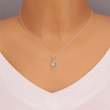 Necklace made of 925 silver -  wavy silhouette of eye with zircon