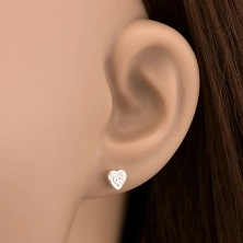 Earrings made of 925 silver - engraved heart with zircons