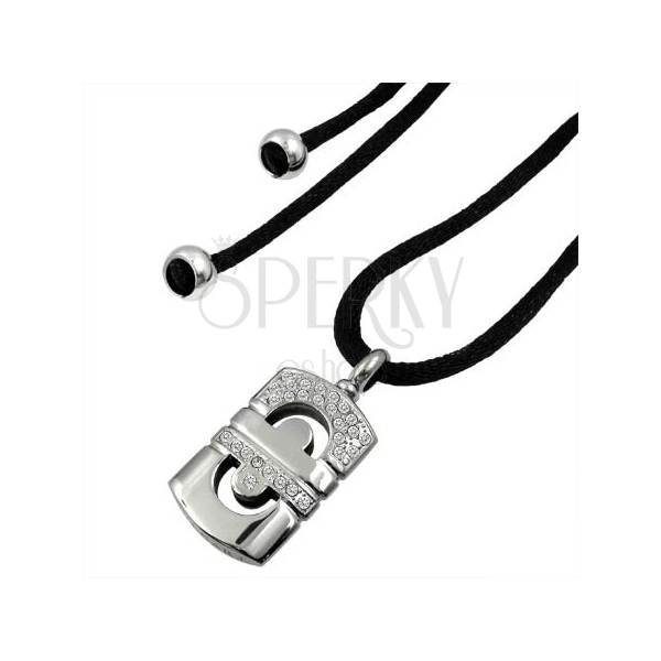 Set of string and geometric steel pendant with zircons