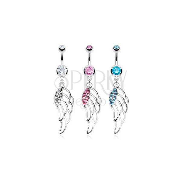 Navel piercing made of surgical steel - colored cut-out wings