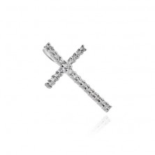 Silver pendant - big glittering zircon cross