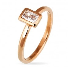 Ring made of 925 silver – zircon in rectangular frame, copper surface