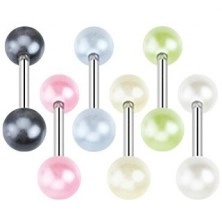 Steel tongue piercing - little pearls