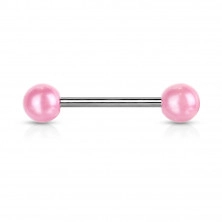 Steel tongue piercing - little pearls