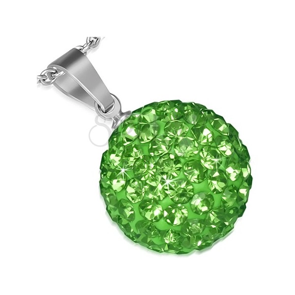 Pendant made of steel SHAMBALLA - sparkling green ball