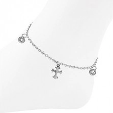 Stainless steel anklet - crosses and balls